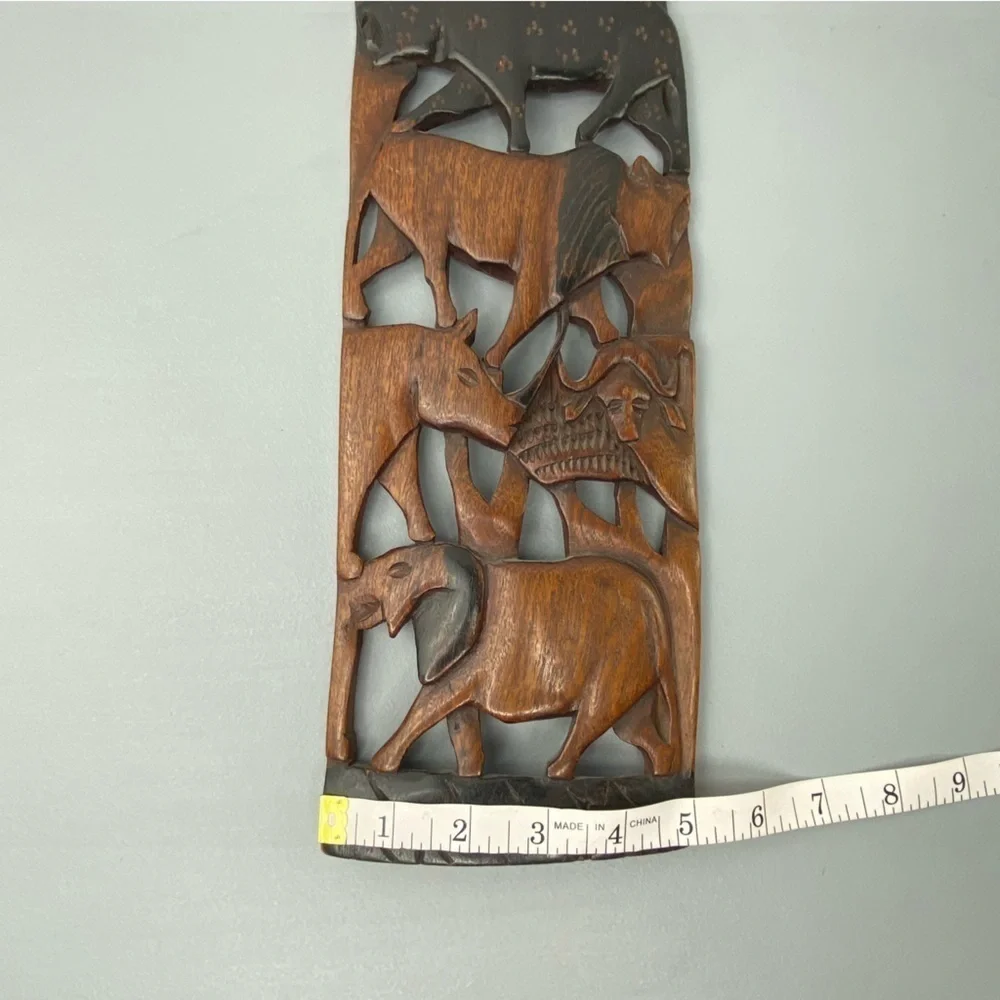 African Tribal Sahara Wooden Carved Animals Wall Hanging Home Decor